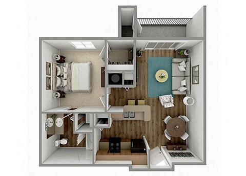 1 Bed 1 Bath Floor Plan at Kingwood Glen, Kingwood, TX